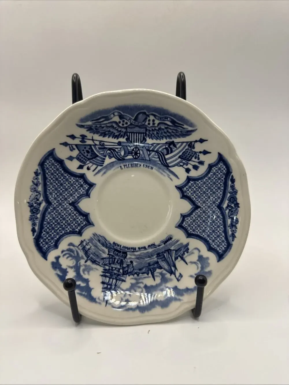 Vtg Alfred Meakin Fair Winds Blue Transferware Saucer Nautical Staffordshire *